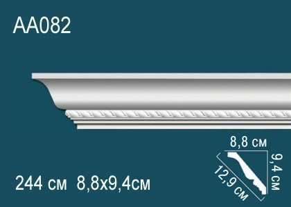 Заказать Потолочный плинтус полиуретановый с орнаментом Перфект AA082 94х129х88 мм 244 см белый 