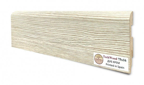 Напольный плинтус 75х16 мм Teckwood Дуб Крем МДФ 2.15 м