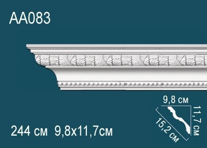 Потолочный плинтус полиуретановый с орнаментом Перфект AA083 117х152х98 мм 244 см белый