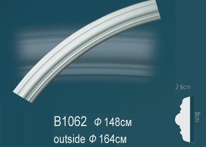 Круговой декоративный молдинг Перфект B1062 80х26 мм белый из полиуретана