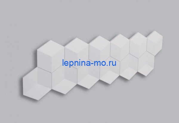 3D интерьерная панель для стен NMC Соты CUBE 1135х350 мм белого цвета