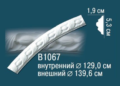 Круговой декоративный молдинг Перфект B1067 53х19 мм белый из полиуретана