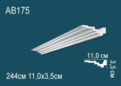 Потолочный плинтус полиуретановый Перфект AB175 35х110х мм 244 см белый