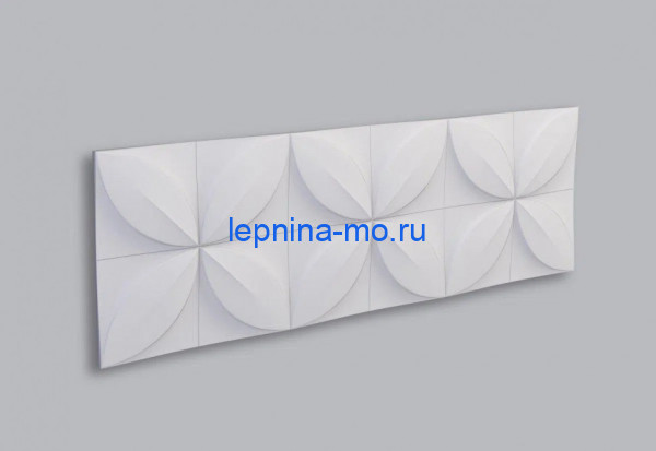 3D интерьерная панель для стен NMC Цветы FLOWERS 1135х380 мм белого цвета