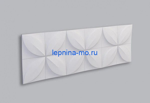 3D интерьерная панель для стен NMC Цветы FLOWERS 1135х380 мм белого цвета