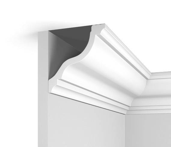 Потолочный плинтус HiWood A150V1 белый фитополимер 110х105х2000 мм