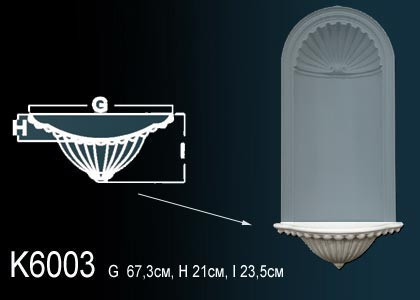 Декоративная ниша Перфект K6003 235х673х210 мм белая из полиуретана