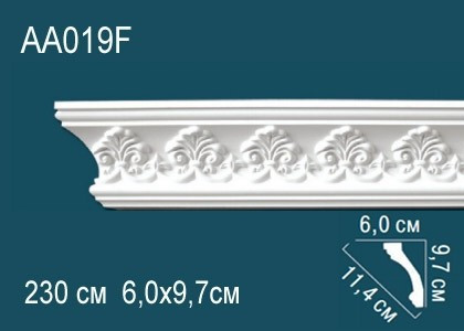 Заказать Гибкий потолочный плинтус полиуретановый с орнаментом Перфект AA019F 97х114х60 мм 230 см белый 