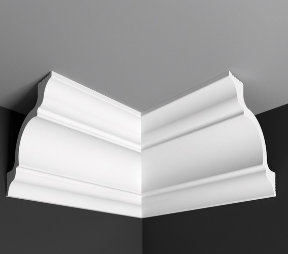 Угол внутренний к плинтусу Де-Багет П 01 95/95 белый полистирол