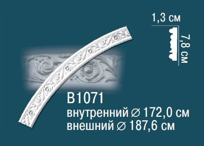 Заказать Круговой декоративный молдинг Перфект B1071 78х13 мм белый из полиуретана 