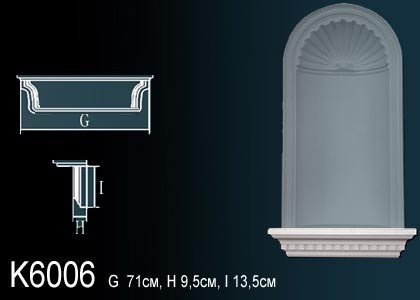 Декоративная ниша Перфект K6006 135х710х95 мм белая из полиуретана