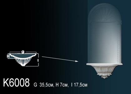 Декоративная ниша Перфект K6008 175х355х70 мм белая из полиуретана