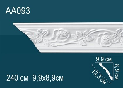 Потолочный плинтус полиуретановый с орнаментом Перфект AA093 89х133х99 мм 240 см белый