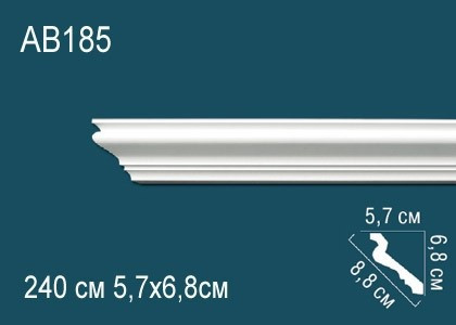 Заказать Потолочный плинтус полиуретановый Перфект AB185 68х88х57 мм 240 см белый 
