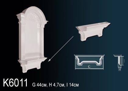 Декоративная ниша Перфект K6011 140х440х47 мм белая из полиуретана