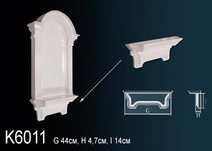 Декоративная ниша Перфект K6011 140х440х47 мм белая из полиуретана