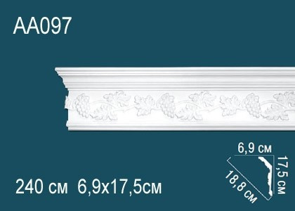 Заказать Потолочный плинтус полиуретановый с орнаментом Перфект AA097 175х188х69 мм 240 см белый 