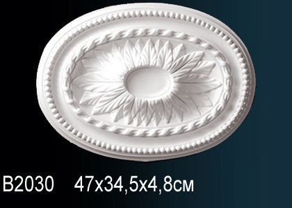 Декоративная потолочная розетка Перфект B2030 345 мм белая из полиуретана