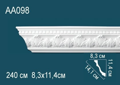 Заказать Потолочный плинтус полиуретановый с орнаментом Перфект AA098 114х141х83 мм 240 см белый 