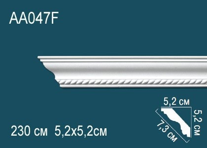 Заказать Гибкий потолочный плинтус полиуретановый с орнаментом Перфект AA047F 52х73х52 мм 230 см белый 