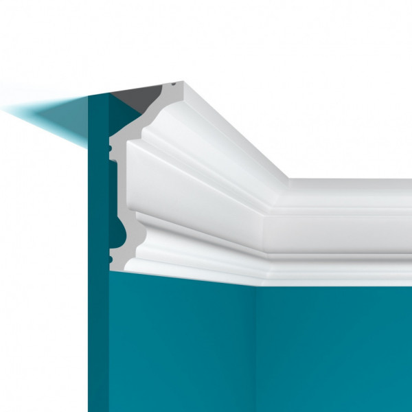 Потолочный плинтус 55х120 мм Перфект Плюс P91 200 см белый из ударопрочного полимера