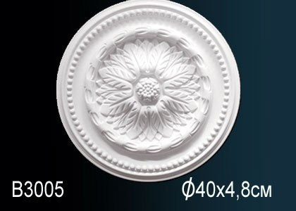 Декоративная потолочная розетка Перфект B3005 398 мм белая из полиуретана
