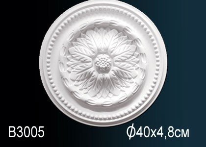 Декоративная потолочная розетка Перфект B3005 398 мм белая из полиуретана