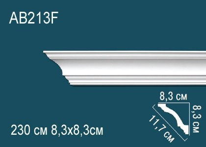 Потолочный плинтус полиуретановый Перфект AB213F 83х117х83 мм 230 см белый