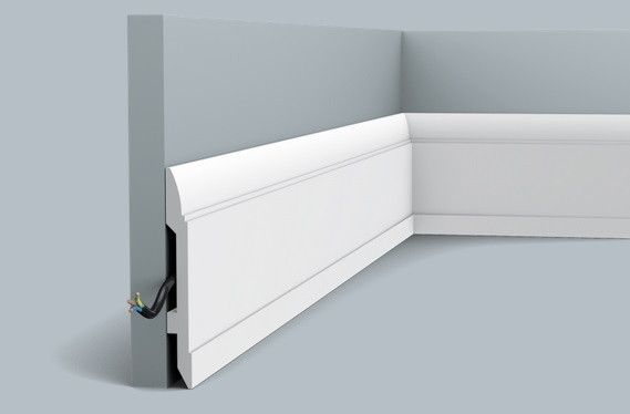 Заказать Напольный плинтус 148х17 мм с кабель-каналом Orac Decor Duropolymer SX104 белый 2 м 