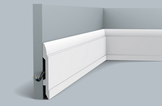 Напольный плинтус 148х17 мм с кабель-каналом Orac Decor Duropolymer SX104 белый 2 м