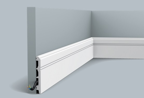 Напольный плинтус 108х13 мм с кабель-каналом Orac Decor Duropolymer SX105 белый 2 м