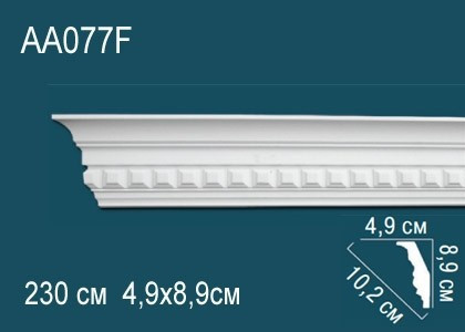 Гибкий потолочный плинтус полиуретановый с орнаментом Перфект AA077F 89х102х49 мм 230 см белый