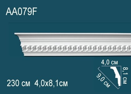 Заказать Гибкий потолочный плинтус полиуретановый с орнаментом Перфект AA079F 81х90х40 мм 230 см белый 