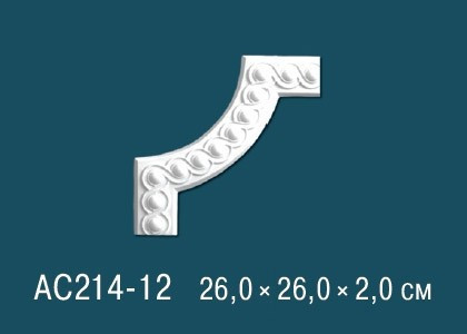 Декоративный угловой элемент с орнаментом Перфект AC214-12 260х260 мм белый из полиуретана