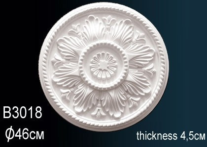 Декоративная потолочная розетка Перфект B3018 458 мм белая из полиуретана