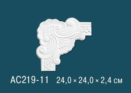 Декоративный угловой элемент с орнаментом Перфект AC219-11 240х240 мм белый из полиуретана