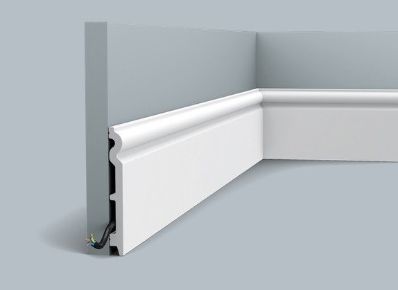 Напольный плинтус 138х15 мм с кабель-каналом Orac Decor Duropolymer SX138 белый 2 м