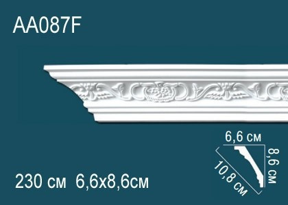 Заказать Гибкий потолочный плинтус полиуретановый с орнаментом Перфект AA087F 86х108х66 мм 230 см белый 