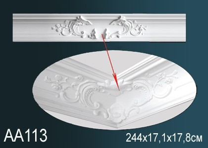 Заказать Потолочный плинтус полиуретановый с орнаментом Перфект AA113 171х247х178 мм 244 см белый 