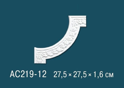 Декоративный угловой элемент с орнаментом Перфект AC219-12 275х275 мм белый из полиуретана