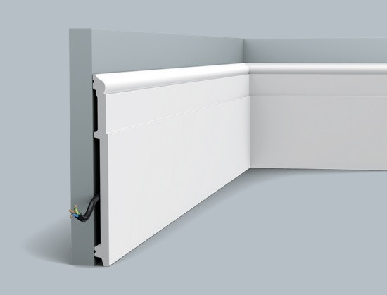 Заказать Напольный плинтус 200х16 мм с кабель-каналом Orac Decor Duropolymer SX156 белый 2 м 