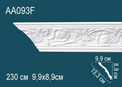 Заказать Гибкий потолочный плинтус полиуретановый с орнаментом Перфект AA093F 89х133х99 мм 230 см белый 