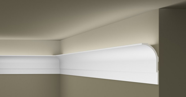 Потолочный плинтус под скрытую LED подсветку NMC AD22 100х255 200 см белого цвета