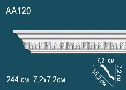 Заказать Потолочный плинтус полиуретановый с орнаментом Перфект AA120 72х102х72 мм 244 см белый 