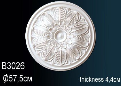 Декоративная потолочная розетка Перфект B3026 575 мм белая из полиуретана