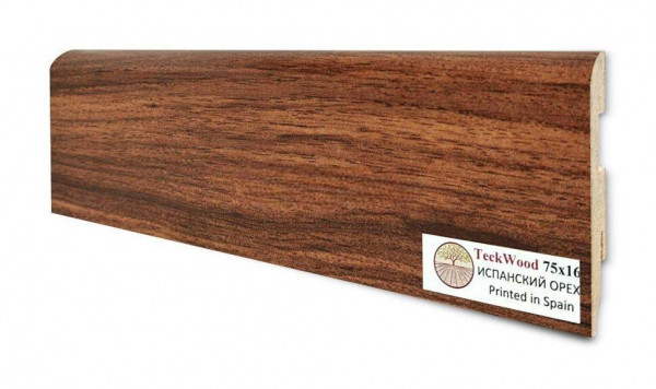 Напольный плинтус 75х16 мм Teckwood Испанский Орех МДФ 2.15 м