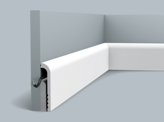 Напольный плинтус 120х22 мм с кабель-каналом Orac Decor Duropolymer SX185 белый 2 м