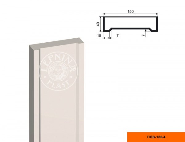 Пилястра составная (тело) LepninaPlast ПЛВ-150/4 2000х40х150 мм из полистирола с покрытием белая