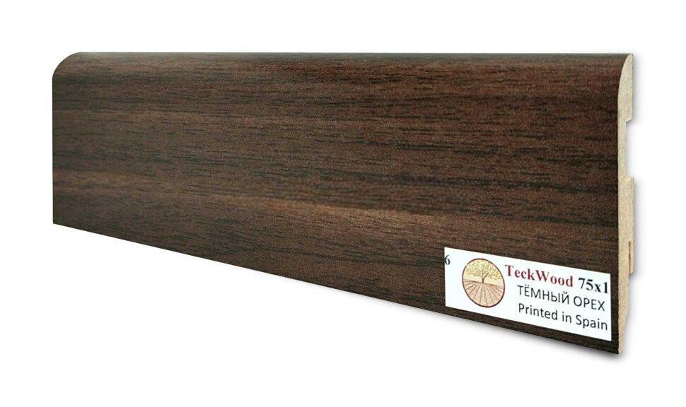 Заказать Напольный плинтус 75х16 мм Teckwood Темный Орех МДФ 2.15 м 