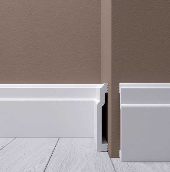 Напольный плинтус 110х18 мм Де-Багет XPS POLYMER Н 9 белый полистирол 200 см